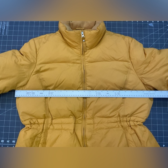 LANDS END Women's Down Filled Jacket Puffer Cinched Waisted Yellow Size XL￼ - Picture 8 of 9